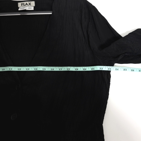 Flax Rayon Black Double Button Front,  2 Pocket Lagenlook Jacket Top Size Large - Picture 6 of 10